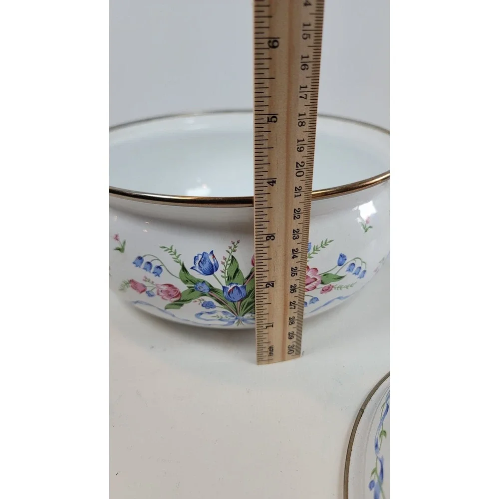 Lincoware Enamelware Brass Tulip French Fleur Dutch Oven 2 Qt‎